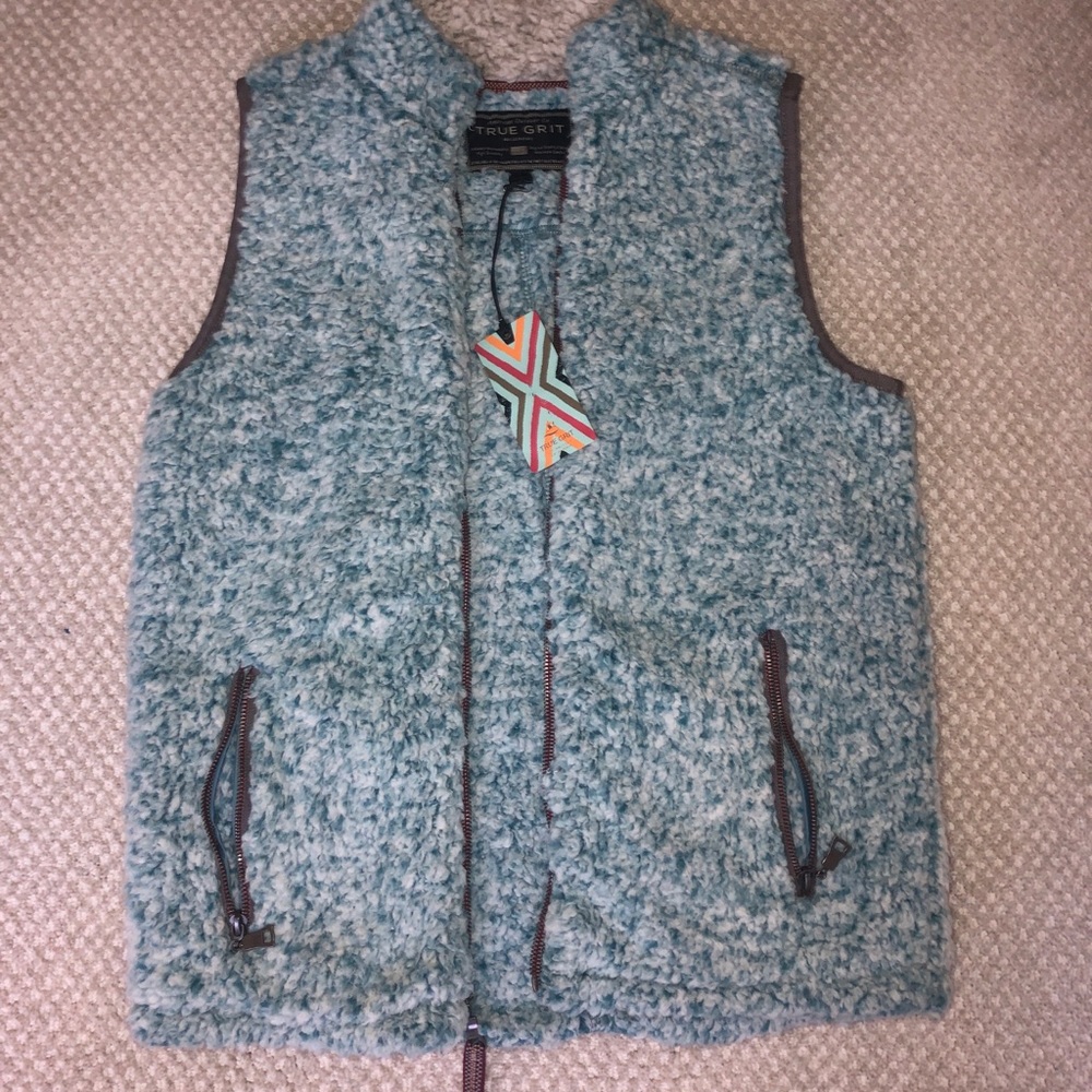 True Grit Frosty Tipped Double Up Vest in Teal